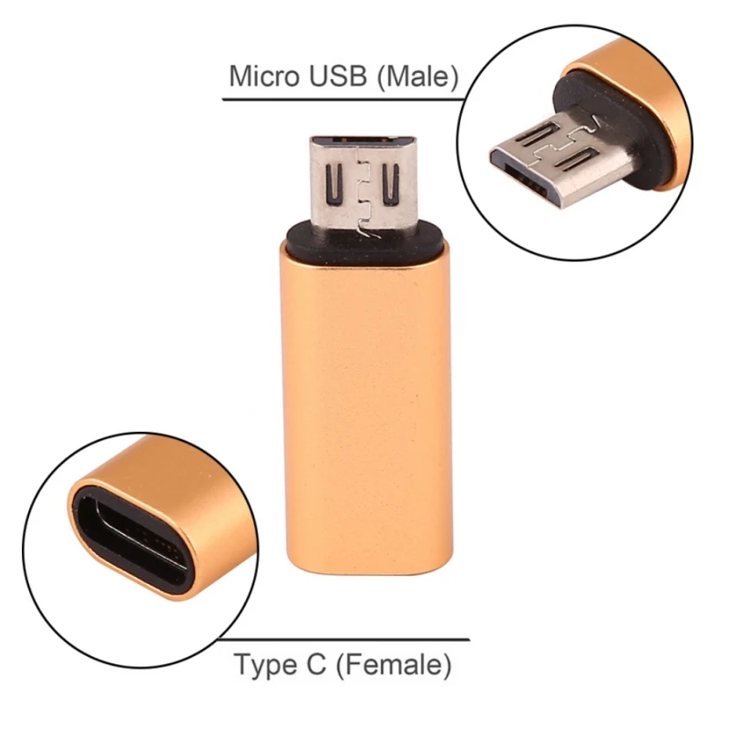 Металлический адаптер для зарядки мобильного телефона type-C с разъемом Micro USB для мобильных телефонов