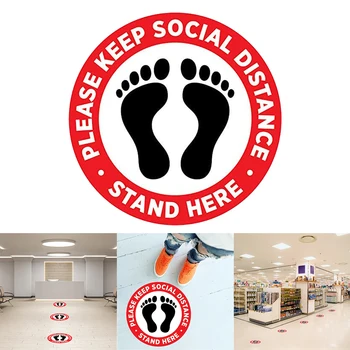 

High Quality 5PCS Socially Isolated Floor Sticker Decal Public Area Safety Distance Non-Slip Sign Mark Mall Protective Equipment