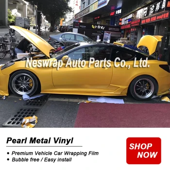 

Highest quality Pearl Metal Vinyl Wrapping film car wrap yellow Car DIY Styling High stretch Low initial adhesion easy install