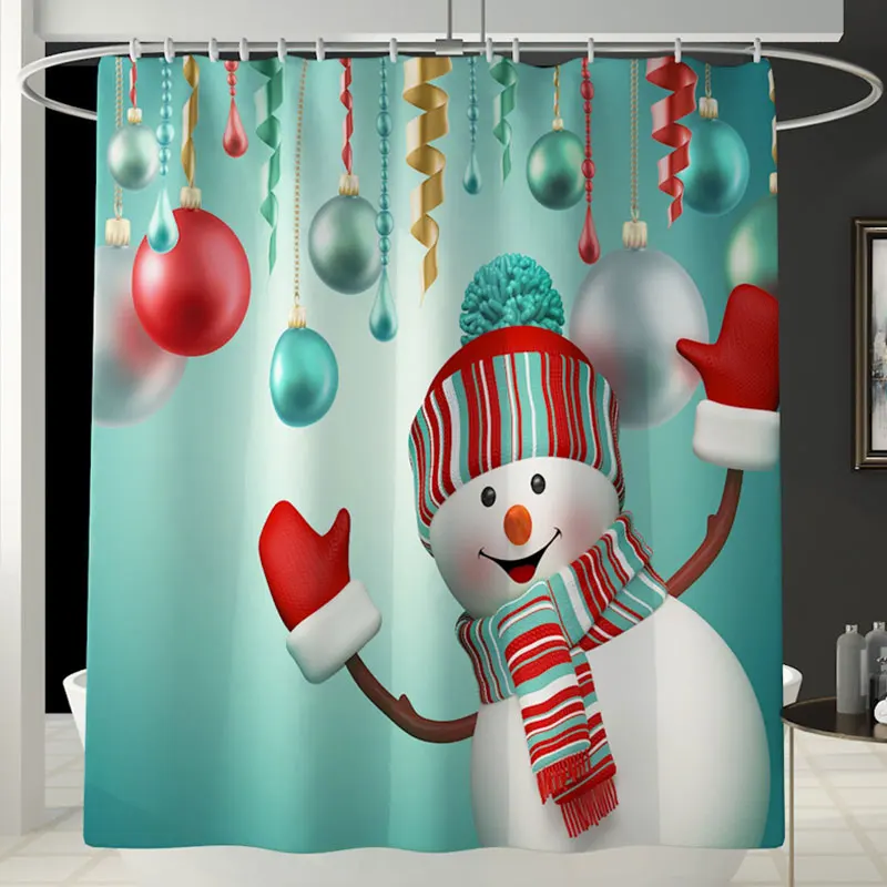 1 Shower Curtain Рождественская занавеска для душа ковер коврик комплект коврик для туалета мультфильм Санта Клаус занавеска для душа коврики Рождественский Декор для дома ванная комната - Цвет: 1 Shower Curtain