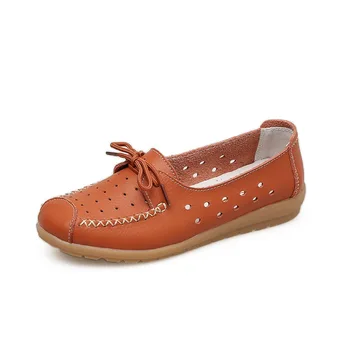 

Summer Women Flats Shoes Women Genuine Leather Shoes Woman Cutout Loafers Slip On Ballet Flats Ballerines Flats
