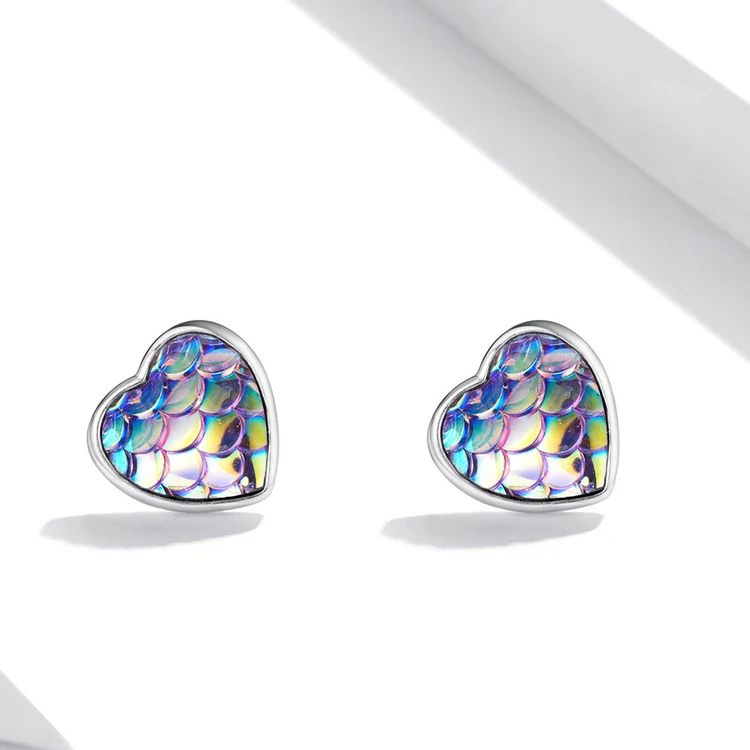 orelha studs autêntico 925 sterling silver coração