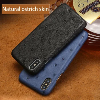 

Luxury Genuine leather For iPhone 7P case High quality Natural Ostrich skin back cover For iphone 7 6 6S Plus X XS MAX XR shell