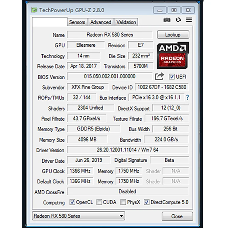 Видеокарты XFX RX 580 4 Гб видеокарты AMD Radeon RX580 2304SP GPU для настольного компьютера игры