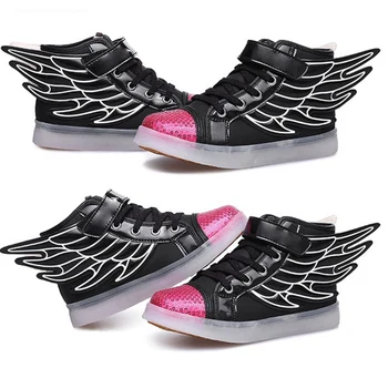 

Boy GirlsB LED Light up Sneakers Wings children's Kids Shoes