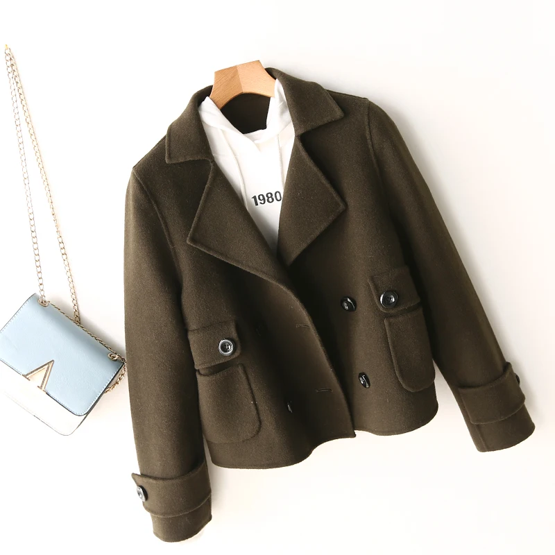 Tcyeek зима шерстяное пальто женская осенняя одежда элегантная винтажная кашемировая куртка Женские Короткие шерстяные куртки Hiver DY017 - Цвет: Army Green