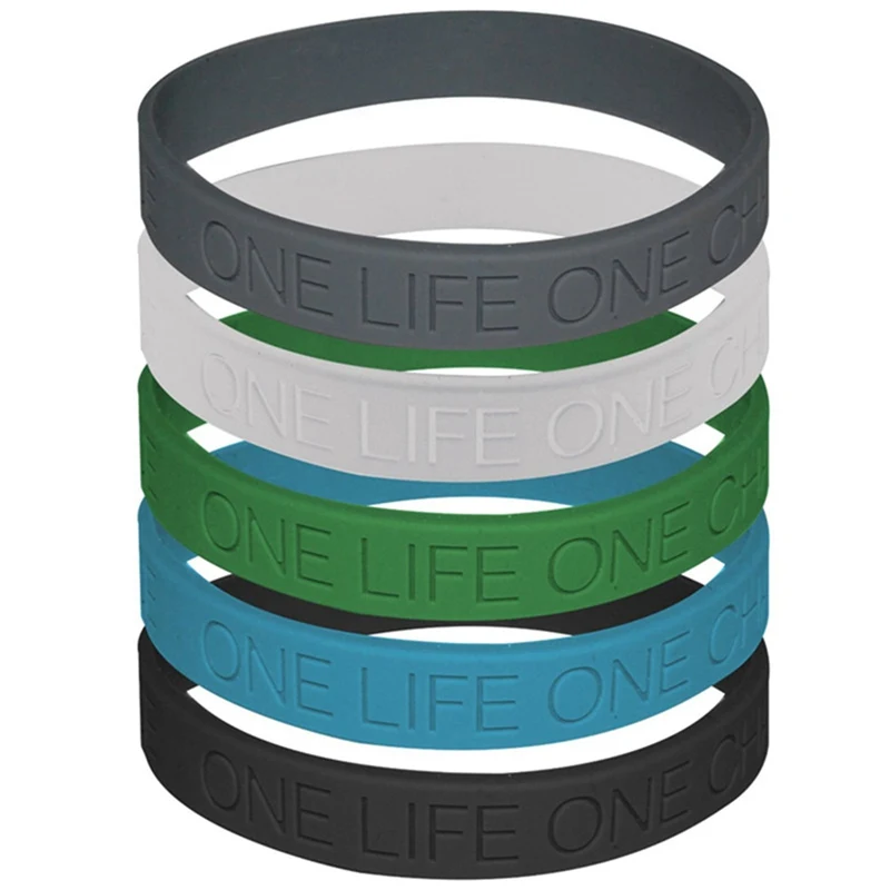 Silicone Wristband 1PC Fashion One Life One Chance Printed Sports Bracelet Bangles Rubber Bracelet Men Women Jewelry