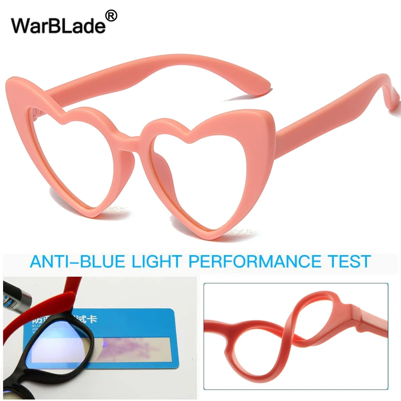 WarBLade Anti Blue Light Kids Glasses Heart Children Optical Frame Eyeglasses Boys Girls Computer Blue Ray Blocking Eyewears