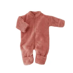 Barboteuse pour nouveau né fille et garçon, vêtements en molleton doux, veste chaude, combinaison pour bébé de 0 à 2 ans, automne et hiver 