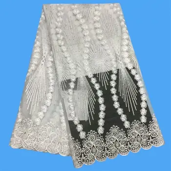 

latest white african lace fabric 2020 high quality lace net tulle tissue french lace fabric african fabric with rhinestones lace