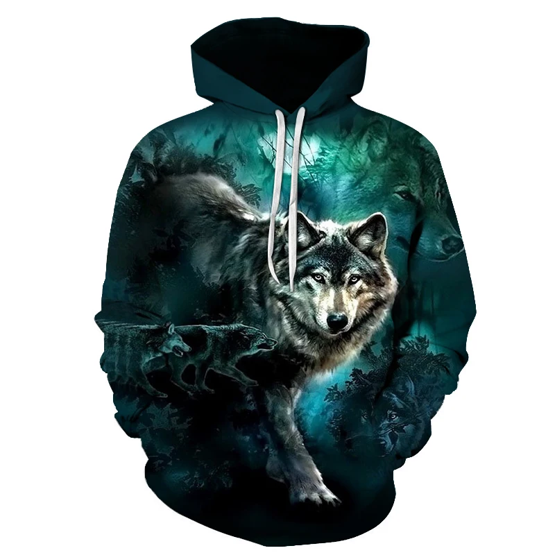 

Mens Hoodies New Autumn Cool 3D Printed Wolf Sweatshirts Hoodie Casual Tracksuits Fashion Women Loose Brand Hoodie Coats Tops