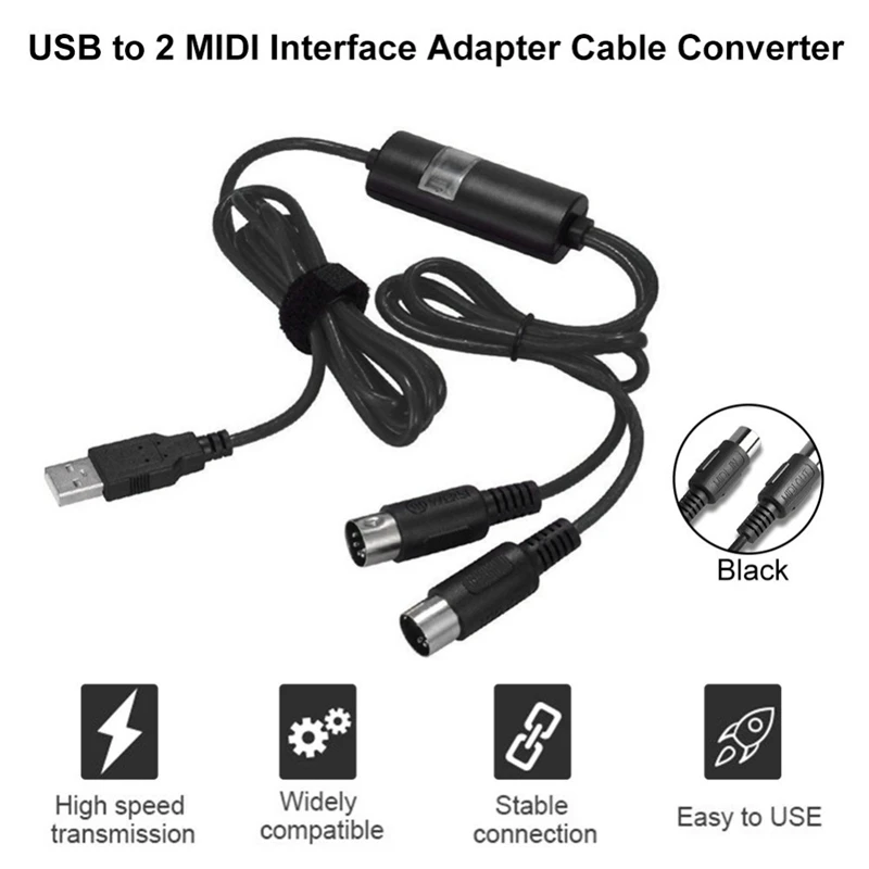 USB до 2 MIDI интерфейс кабель-адаптер конвертер для электрического пианино барабан