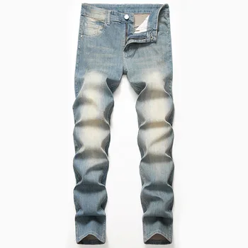 

HOO 2020 men of the new light color restoring ancient ways straight jeans teenagers elastic grinding white jeans