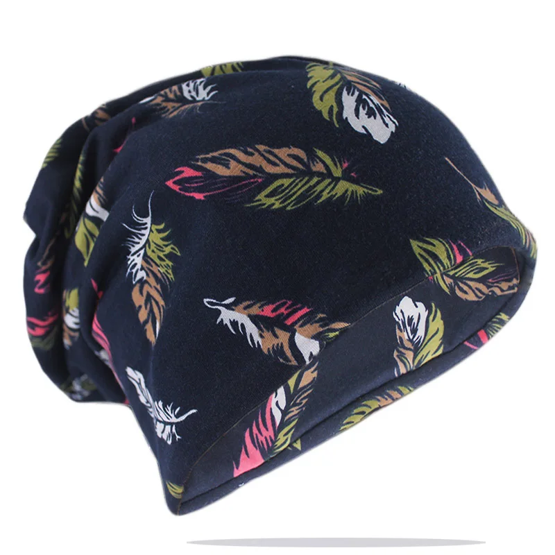 Neue Mode weibliche Frühling Mützen Skuliies Herbst warmen Schal zwei gebrauchte Mädchen Blumen hüte Marke Outdoor Turban Knochen Gorras Mütze – Detail 2