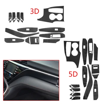 

18pcs Black Carbon Fiber Style Car Interior Decoration Sticker Cover Trim Kit Styling Fit For Toyota Camry 2018 2019 2020
