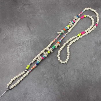 

charm Bohemia Long necklace for phone hanger Multifunction ID Work Card Rope Chain Wood Beads Chain for woman