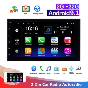 

2 Din 7'' Android 9.1 Car Radio GPS WIFI Multimedia Player Touch Screen Bluetooth FM Auto Audio Stereo Mirrorlink Universal
