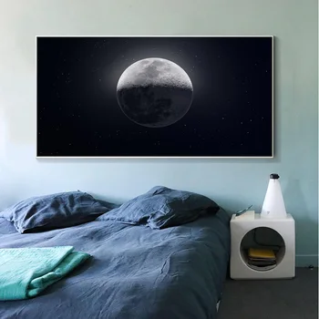 

SELFLESSLY Black White Moon Canvas Painting Wall Art Posters Modern Decorative Painting For Living Room Bedroom Cuadros Decor