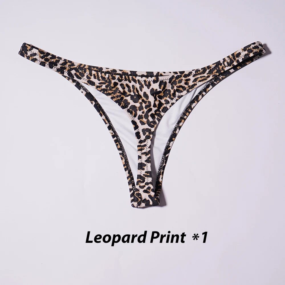 Leopard Print Распродажа Lunamy сексуальные купальники, бикини Для женщин дна однотонный Цвет бикини Трусы-стринги бразильские купальные трусики - Цвет: Leopard Print