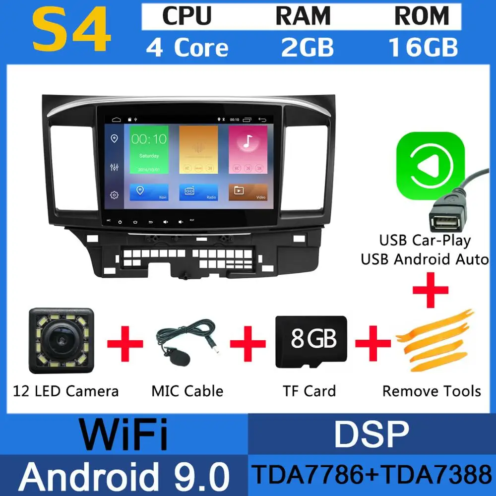 10," PX6 4G+ 64G Android 9,0 автомобильный мультимедийный плеер радио gps навигация для Mitsubishi lancer 2008- DSP CarPlay головное устройство - Цвет: MTK USB CarPlay