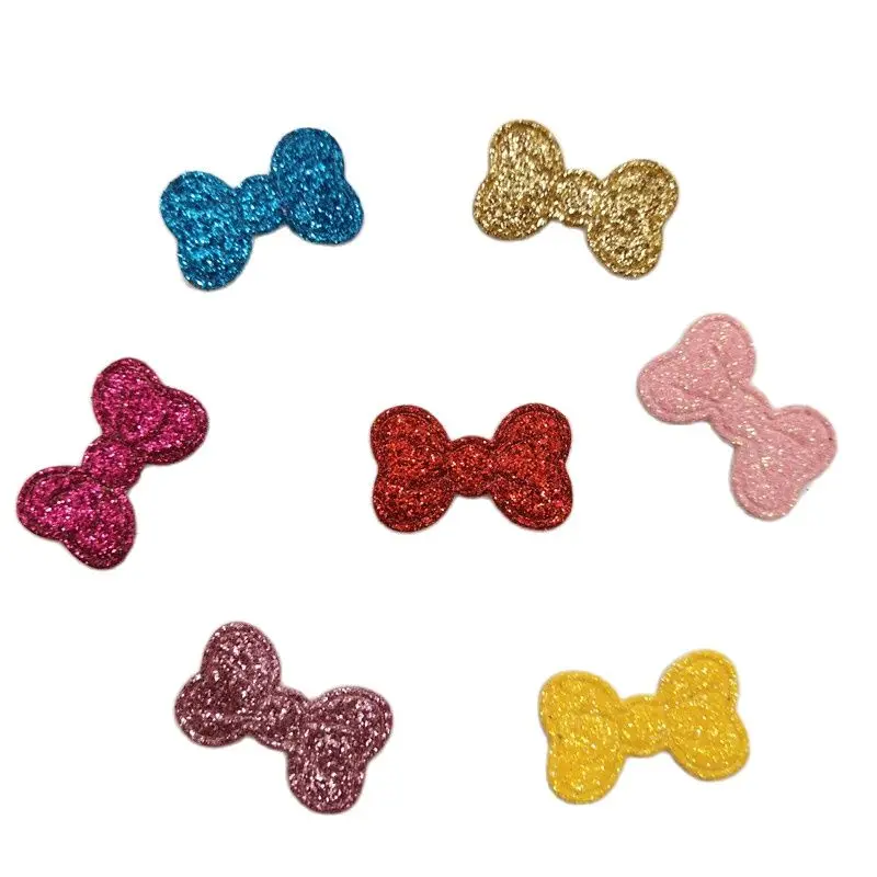 80pcs Mixed Colors Glitter Bowknot Felt Fabric Patch Diy Cloth