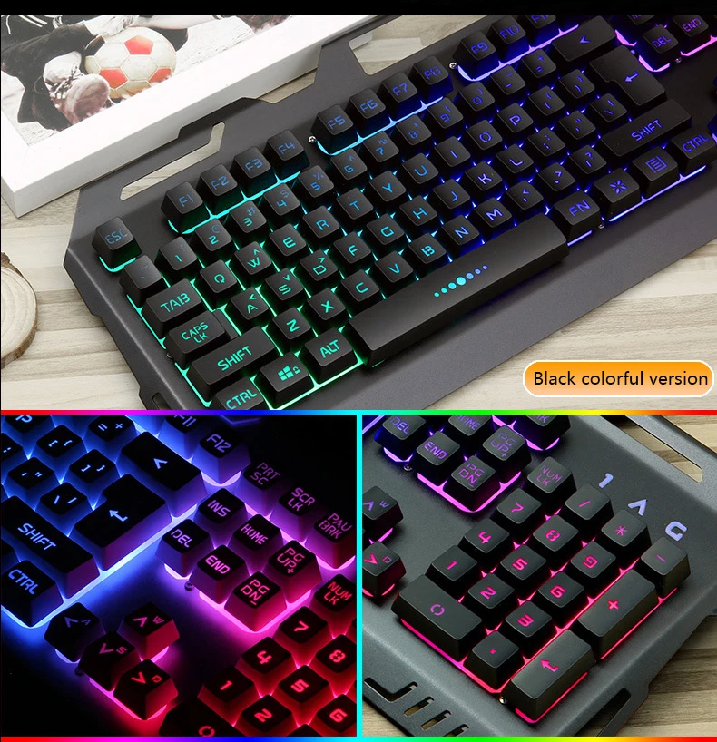 Набор игровой клавиатуры с 104 клавишами проводная USB клавиатура подсветкой RGB для