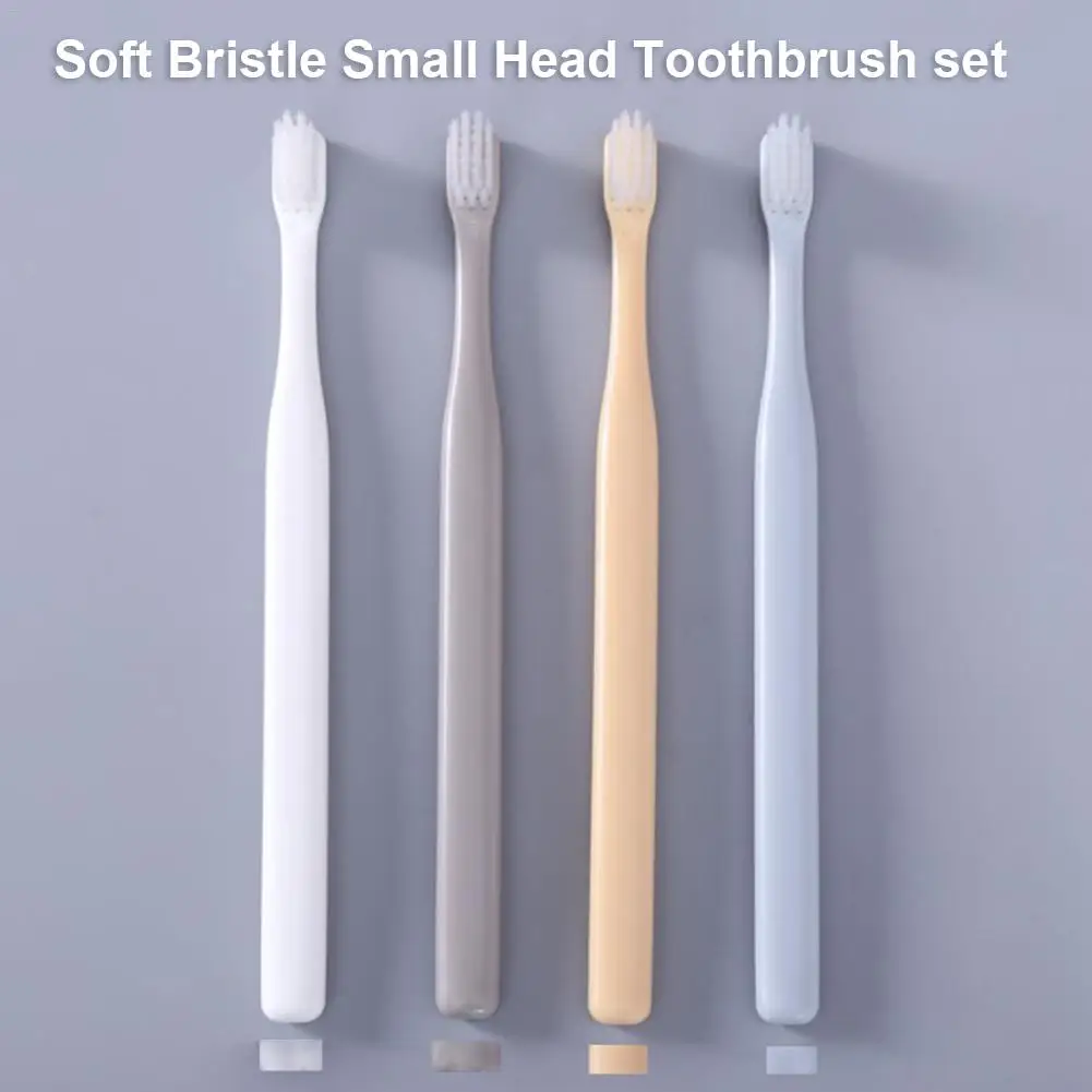 Soft Bristle Toothbrush Multi-Color Small Head Toothbrush Oral Nursing Care Tool for Family Use 4 PCS
