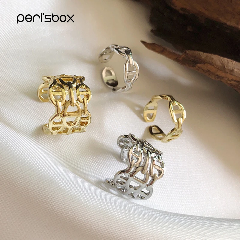 Peri'sBox 2 вида конструкций с вырезами, трехслойные кольца на цепочке, многозвенные нестандартные Открытые Кольца для женщин, минималистичные кольца, регулируемые