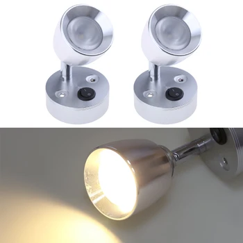 

2x 12V 3W Boat LED Spotlight Interior Reading Light Wall Lamp silver 3000k