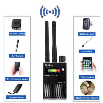 

RF Signal Detector, Hidden Device Detector Full Range Wireless Anti-Spy Bug Detector GSM GPS Tracker Device Finder Detector