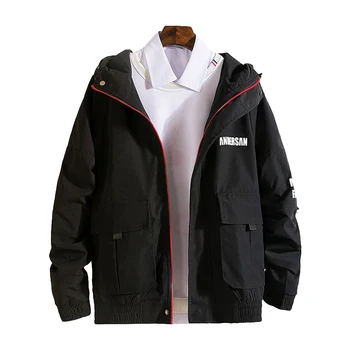 

Hooded Jacket Men Windbreaker 2019 Spring Fashion Jackets Men Print Letter Male Basic Jacket Coat Men Casual Coat Outwear Pocket