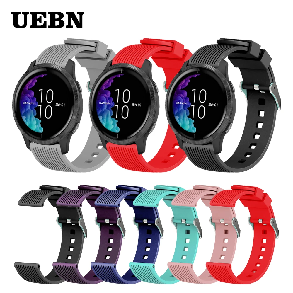 

UEBN 20mm Silicone Strap for Garmin Venu vivoactive 3 band Bracelet for Garmin Move 3 Forerunner 245 Replacement Watchband