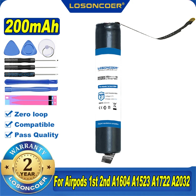 Аккумулятор LOSONCOER GOKY93mWhA1604 100% мАч для Airpods 1 2 A1604 A1523 A1722 A2032 A2031 Air Pods | Электроника