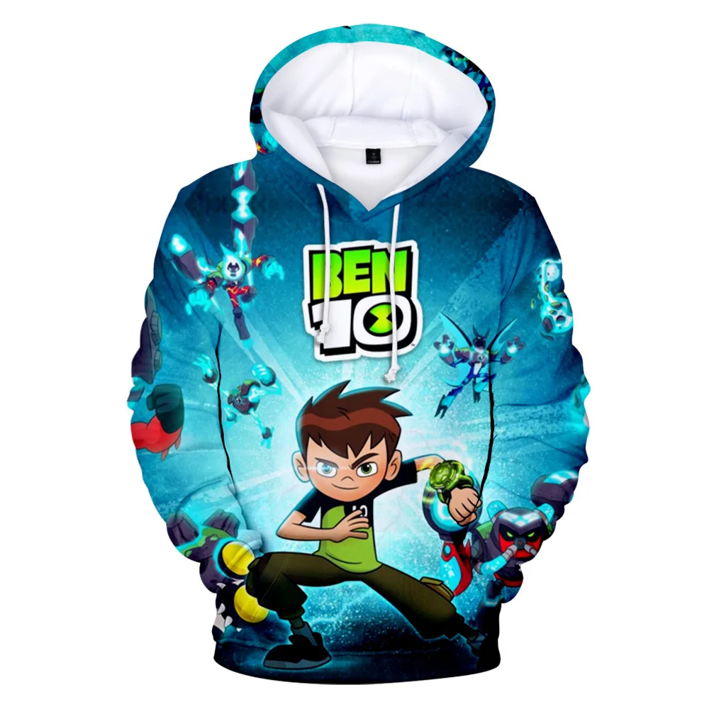 Лидер продаж, худи с 3D принтом Ben 10 модная теплая толстовка с капюшоном для мальчиков и девочек милый Повседневный свитер Ben 10