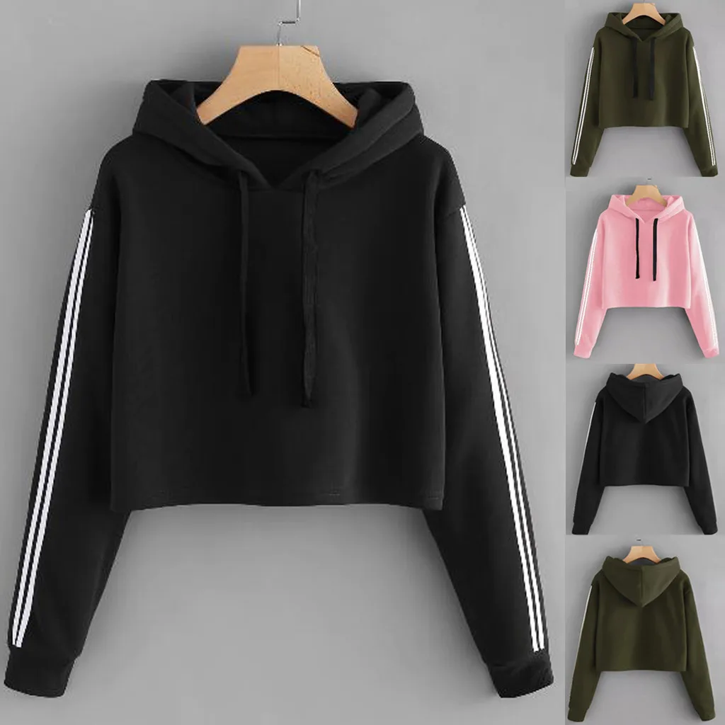 

Fashion Women Solid Lace Up Drawstring Long Sleeve Sweatershirt Hoodie Tops womens tops and blouses блузки женские 2019
