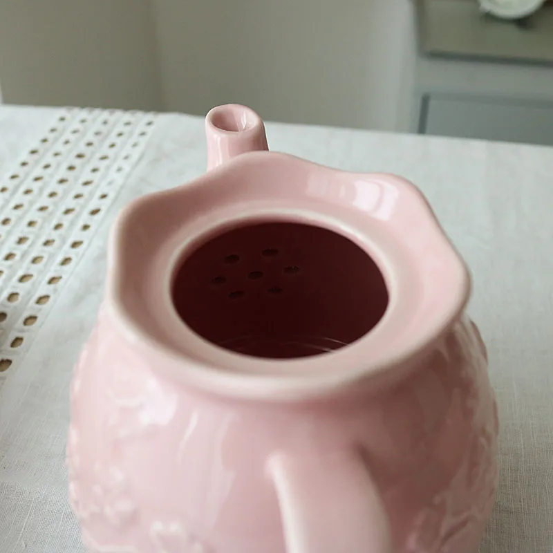 Керамический розовый тисненый женский стиль Чайный сервиз/один горшок один день чайный горшок/чашка для чая