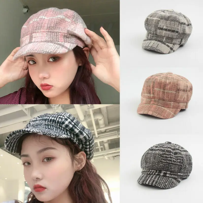 

Goocheer Wool Women Beret Autumn Winter Octagonal Cap Hats Stylish Artist Painter Newsboy Caps Black Grey Beret Hats