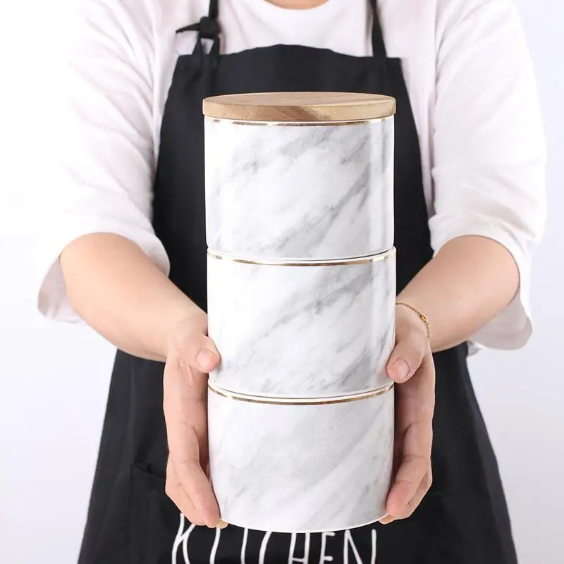 Marble Crack Jars For Spices Slimes Storage In The Kitchen Bulk Container Cans Ceramics Sugar Bowl Storage Jar Organizer Box