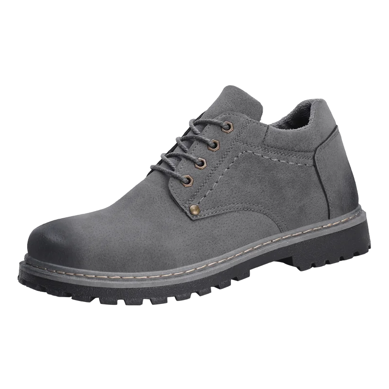 Сапоги из кожи и замши удобные осень-зима на низком каблуке новые модные британский стиль Для мужчин's ботинки martin - Цвет: CL8802 gray