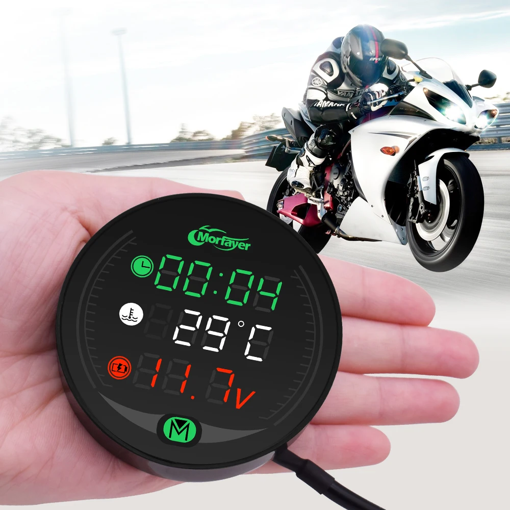 Motorcycle Tester Led Display Waterproof Voltmeter Multifunction Meter