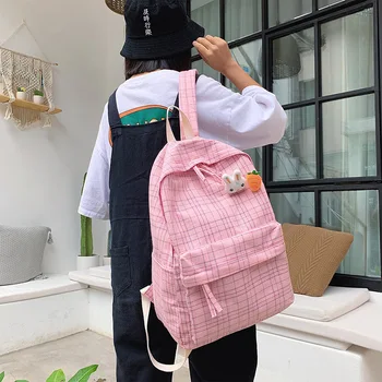 

Korean style ins girl's new simple and versatile large capacity Canvas Backpack