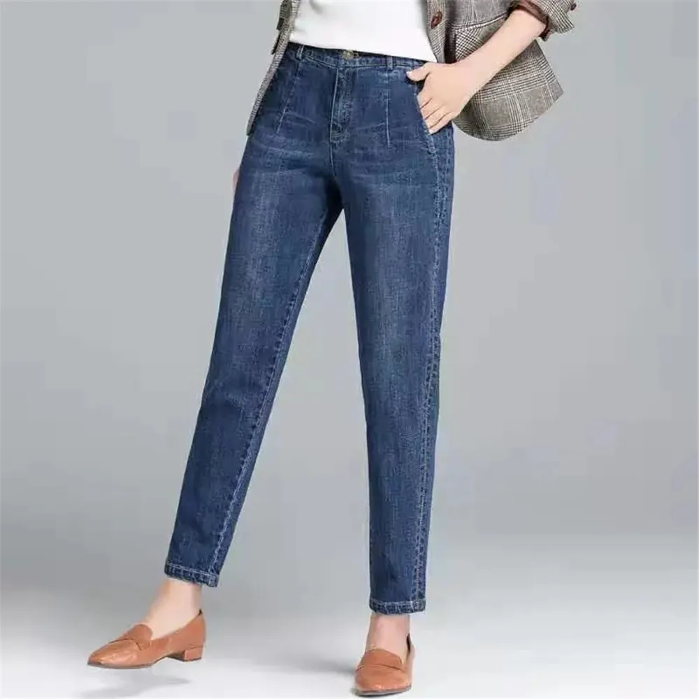 

2021 Ladies Loose Harem Jeans Female Students Loose Oversize Cotton Blue Autumn High Waist Wild New Trend Casual Mom Denim Pants