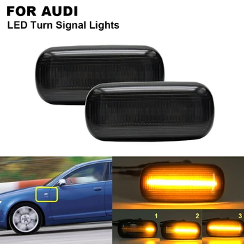 

2x Smoke LED Dynamic Side Marker Turn Signal Light Sequential Blinker For AUDI A3 hatchback Sportback A4 B6/B7 A6 C6 Avant sedan