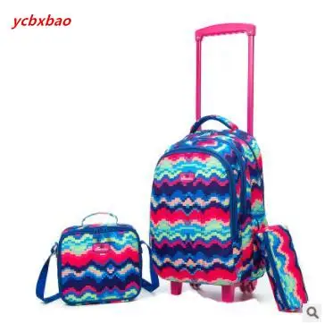 3pc each set1 Детская школьная сумка с колесами, Детские Сумки на колесиках, школьный рюкзак на колесиках для девочек и мальчиков, дорожная сумка на колесиках, рюкзак, сумки - Цвет: 3pc each set1