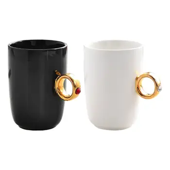 

Ring Ceramic Coffee Cup Wedding Gift Couple Set for Bride and Groom Gift for Bridal Shower Engagement Wedding and Married