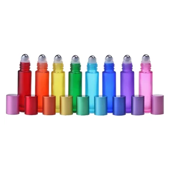 

8Pcs Matte Glass Perfume Fragrance Roller Bottles Deodorants Lip Oil Liquid Tube Roll On Bottle Metal Roller Ball Essential Oils