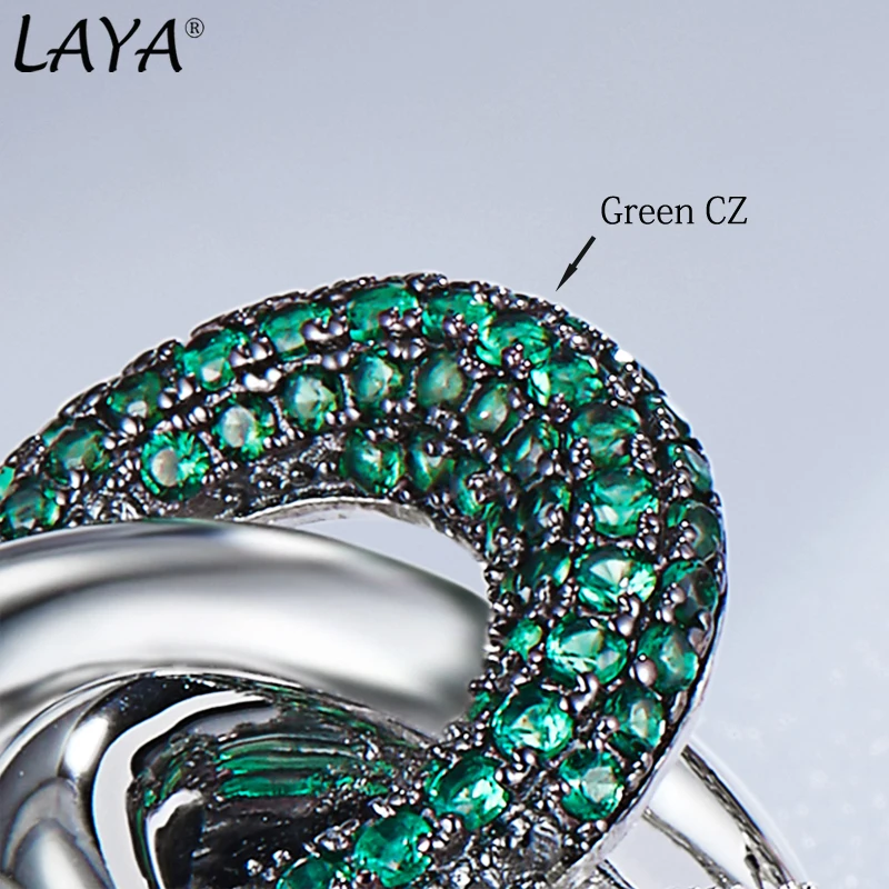 LAYA 925 % Sterling Silver Irregular Curve Cross Zircon New