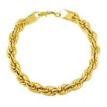 24k желтое золото заполненный 8 мм витой боковой браслет-цепочка Винтажный Мужской Женский браслет-цепочка золотые украшения