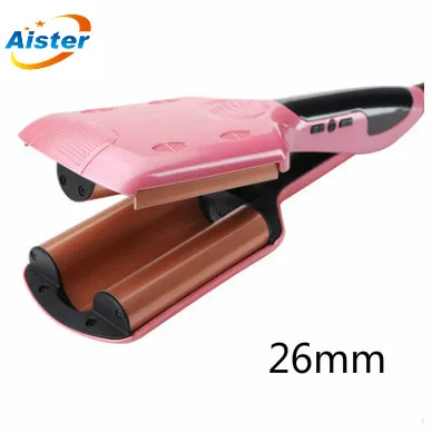 26mm Pink Высокое качество, профессиональные щипцы для завивки волос 110-220 в, керамический тройной баррель, щипцы для завивки волос, инструменты для укладки волос, стайлер - Цвет: 26mm Pink