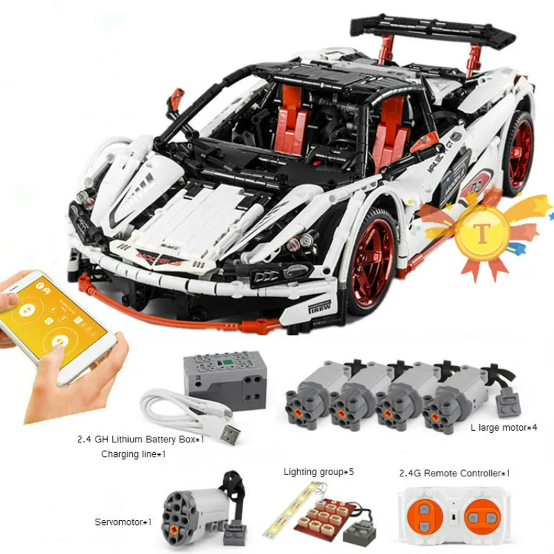 Технические MOC-3918 супер автомобиль с RC APP управления строительные блоки кирпичи игрушки подарки для детей